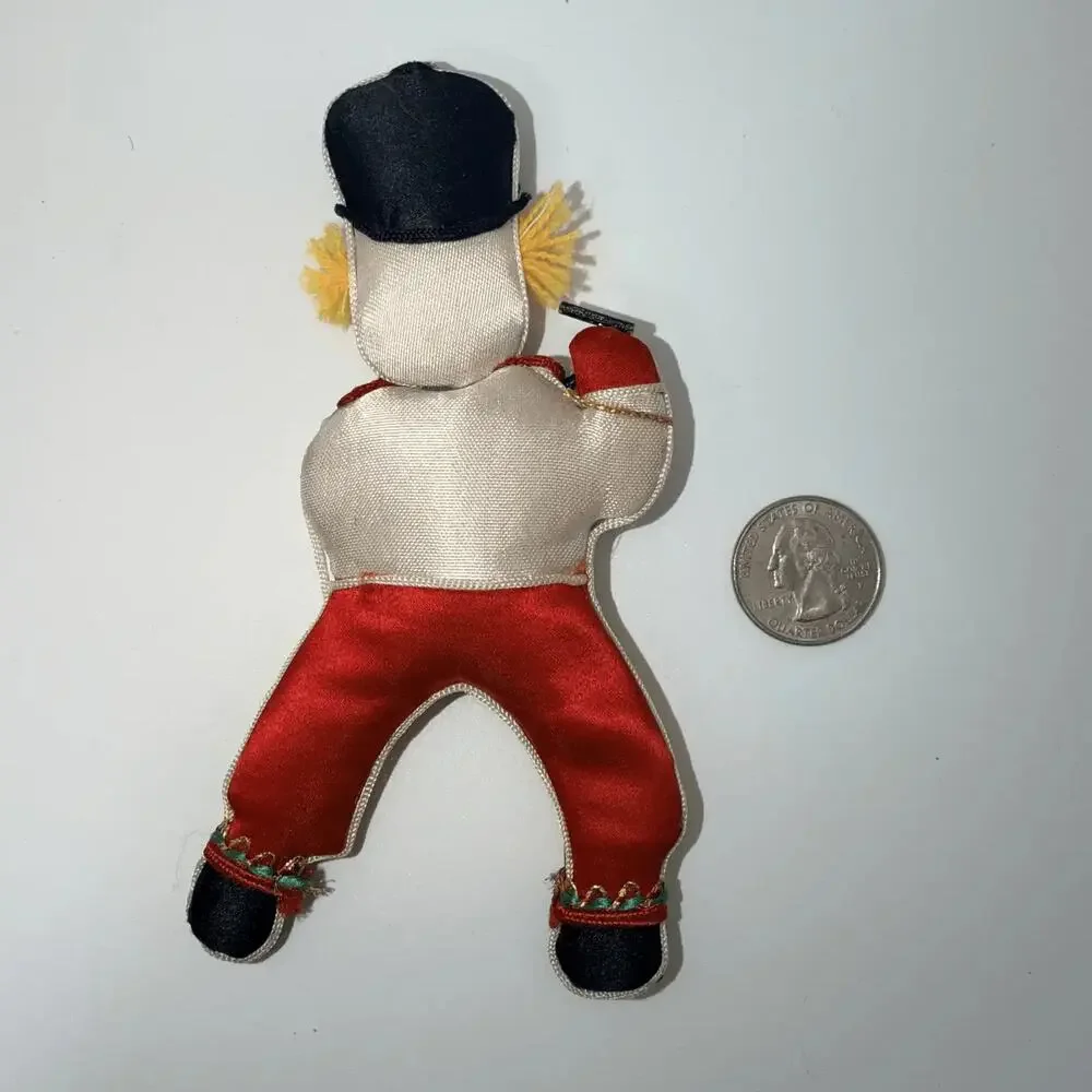 Vtg Drummer Boy Toy Soldier Christmas‎ Tree Ornament Puffy Satin Fabric